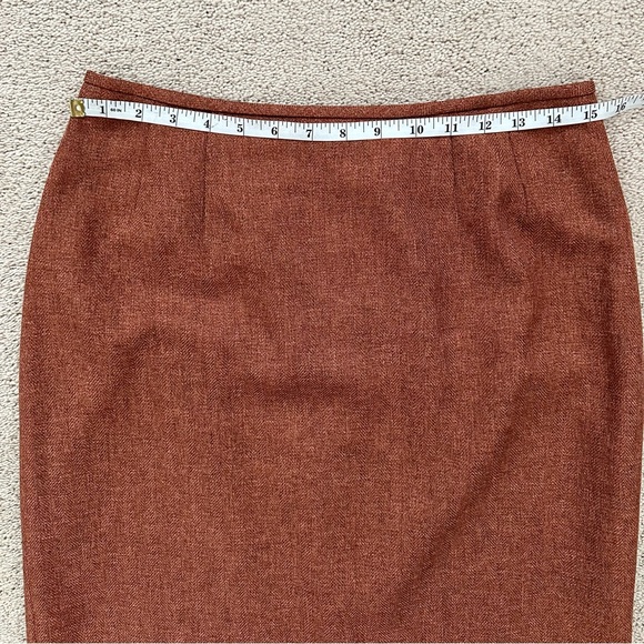 Le Suit Petite Rust Orange Wool / Tweed Look Two Piece Blazer and Skirt Set - Picture 16 of 16